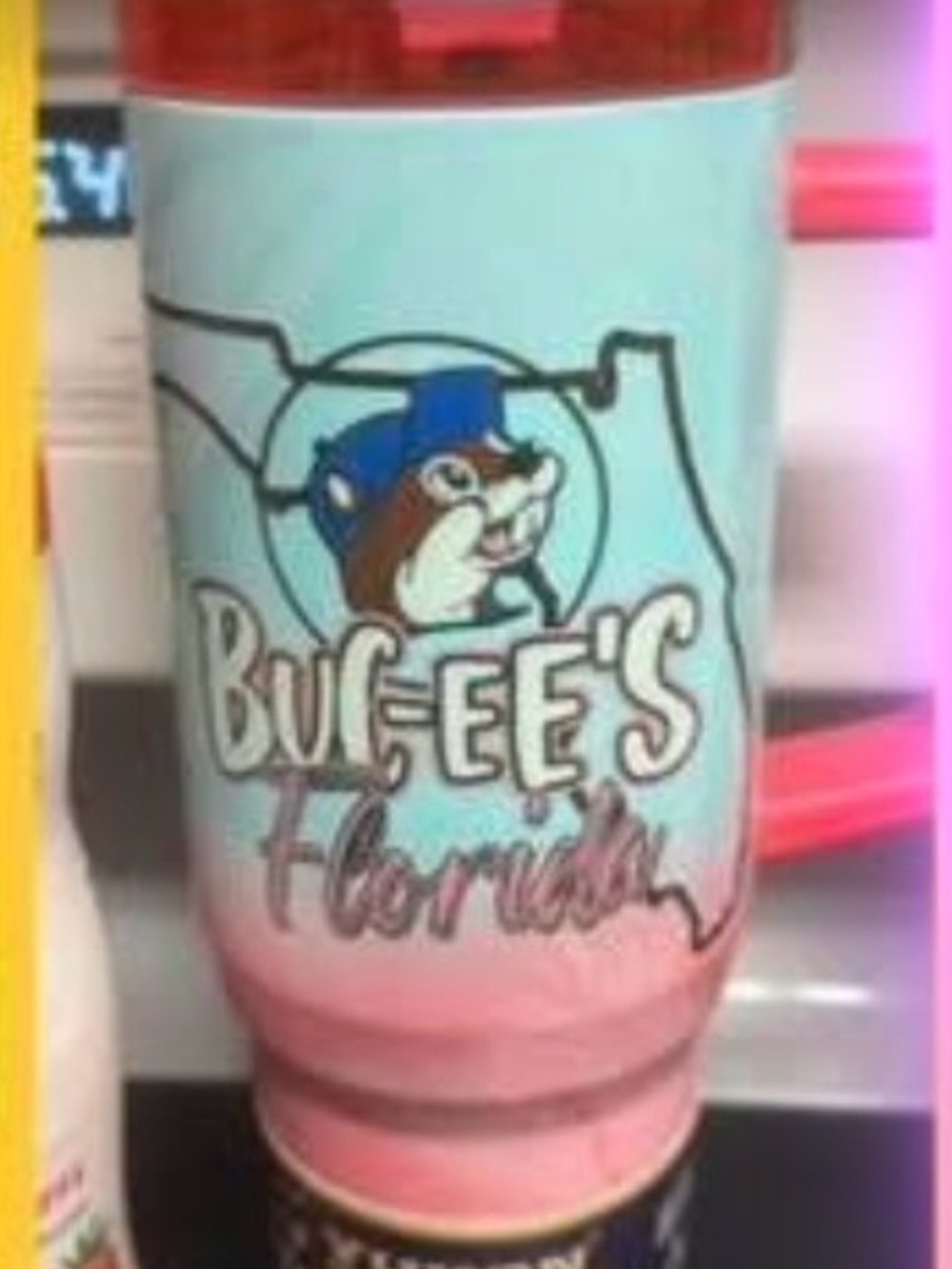 Buc-ee's Florida Pink & Aqua Travel Mug - Picture 2 of 2